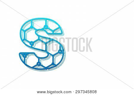 Letter S Logo Design Template With Hexagon Shape For Technology Background. Line Art Logo Type Desig