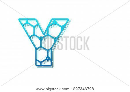 Letter Y Logo Design Template With Hexagon Shape For Technology Background. Line Art Logo Type Desig