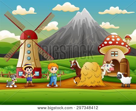 Illustartionm Pof The Farmers Activity On The Farm
