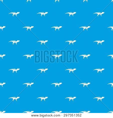 Hadrosaurid Dinosaur Pattern Repeat Seamless In Blue Color For Any Design. Geometric Illustration