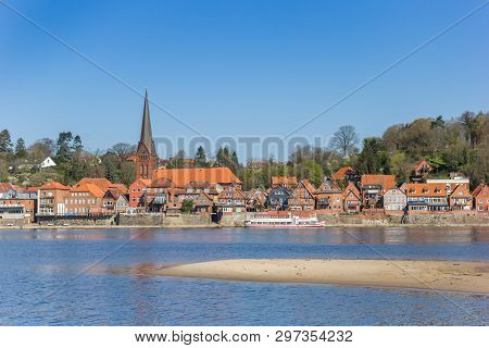 Lauenburg, Germany - April 16, 2019: River Elbe And Historic City Lauenburg In Schleswig-holstein, G