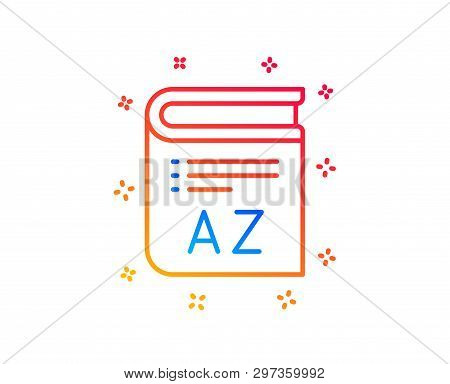 Vocabulary Line Icon. Book Glossary Sign. Gradient Design Elements. Linear Vocabulary Icon. Random S