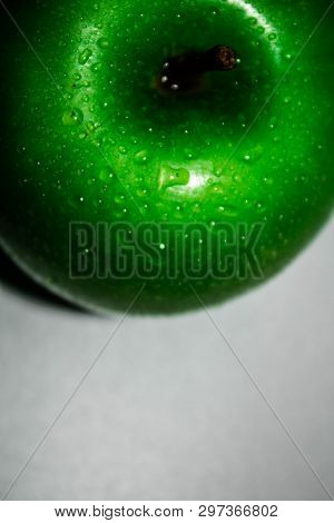 Perfect Fresh Green Apple Isolated On White Background In Full Depth Of Field With Clipping Path.