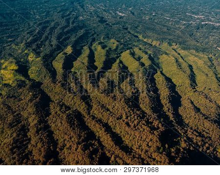 Aerial View From Abang Mountain With Textures And Forest In Bali