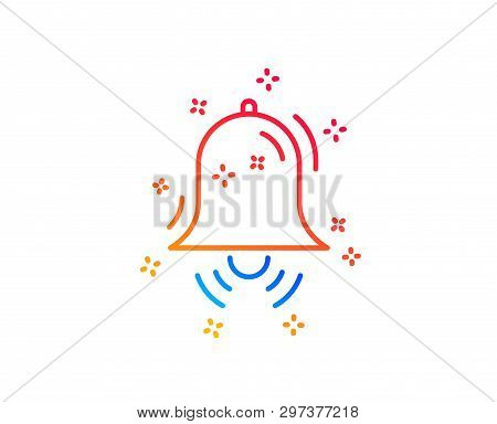 Clock Bell Line Icon. Alarm Sign. Gradient Design Elements. Linear Clock Bell Icon. Random Shapes. V