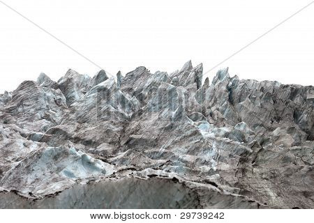 白い背景の上の氷瀑