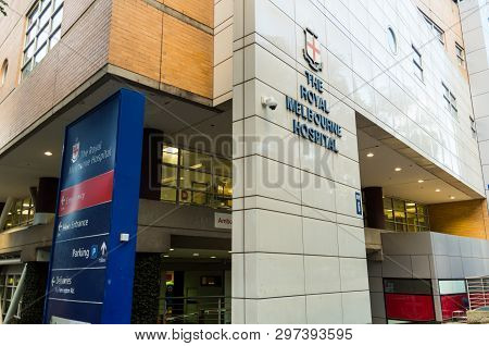 Melbourne, Australia - March 7, 2019: The Royal Melbourne Hospital Is A Major Tertiary Teaching Hosp