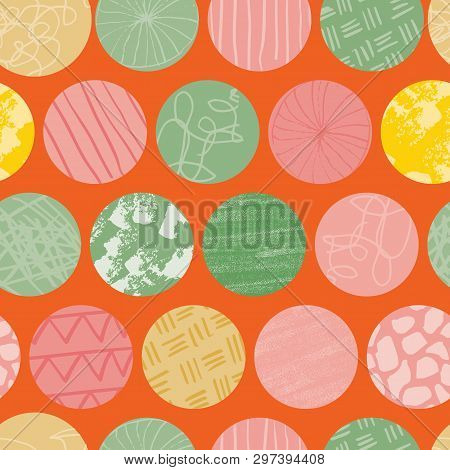 Orange Doodle Circle Seamless Abstract Repeat Pattern. Great For Textile Design Or Surface Pattern D