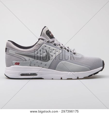 Vienna, Austria - August 7, 2017: Nike Air Max Zero Qs Grey Sneaker On White Background.