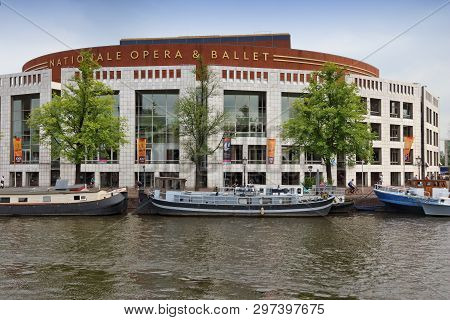 Amsterdam, Netherlands - July 8, 2017: Stopera Building In Amsterdam, Netherlands. Stopera Houses Th