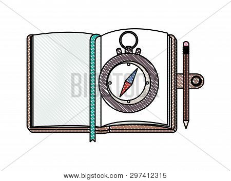 Compass Guide With Notebook Vector Illustration Design