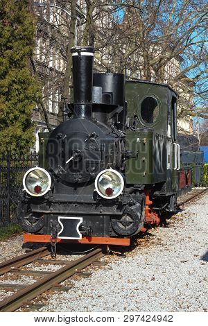 Jaworzyna Slaska, Poland - October 2018: Museum Of Steam Locomotives Standing On Tracks In A Siding.
