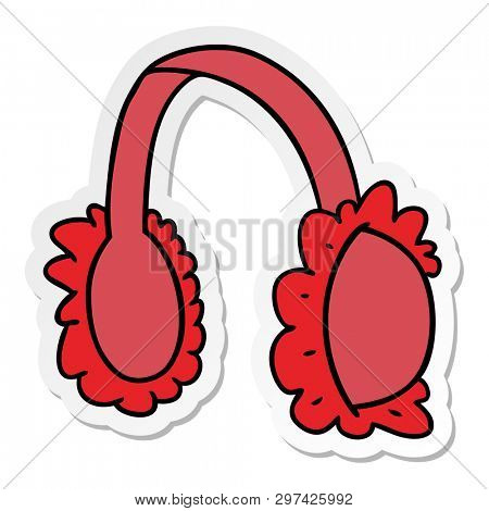 hand drawn sticker cartoon doodle of pink ear muff warmers