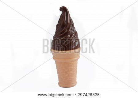 Toy Chocolate Ice Cream Isolate On White Background