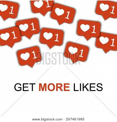 Social Media Icons Vector In Abstract Shape Background With Hearts, Marketing Content Viral Around T