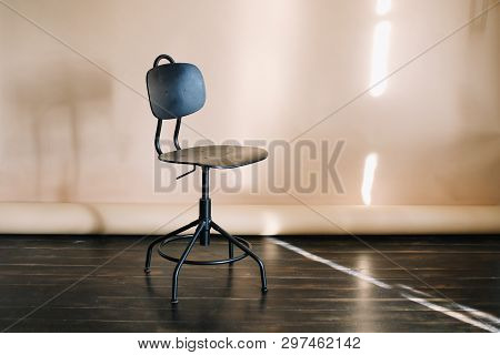 Black Chair Isolated On Light Background. Series Of Furniture.