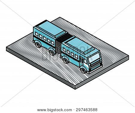 Articulated Bus Transport Isometric Icon Vector Illustration Design