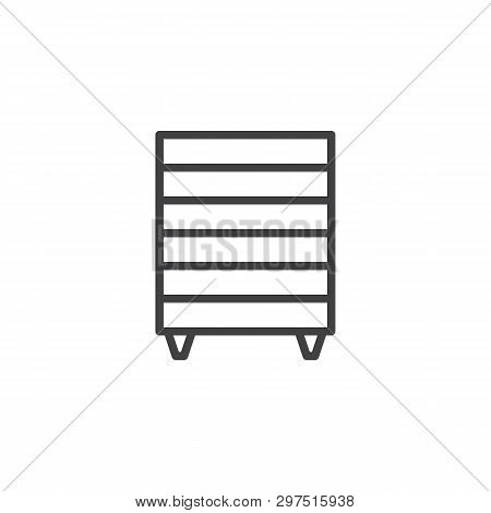 Chest Of Drawers Line Icon. Linear Style Sign For Mobile Concept And Web Design. Bedside Dresser, Co