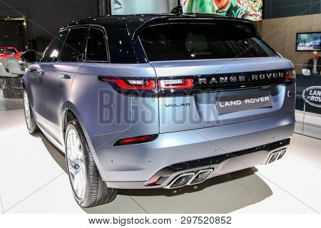NEW YORK, NY, USA - APRIL 17, 2019: Range Rover Velar at the New York International Auto Show 2019, at the Jacob Javits Center. This was Press Preview Day One of NYIAS