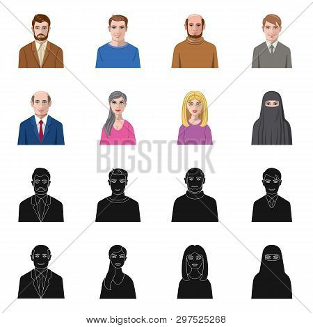 Vector Design Of Hairstyle And Profession  Icon. Set Of Hairstyle And Character  Vector Icon For Sto