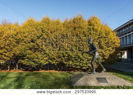 Burnaby, Canada - November 17, 2018: Simon Fraser University Campus On Burnaby Mountain.