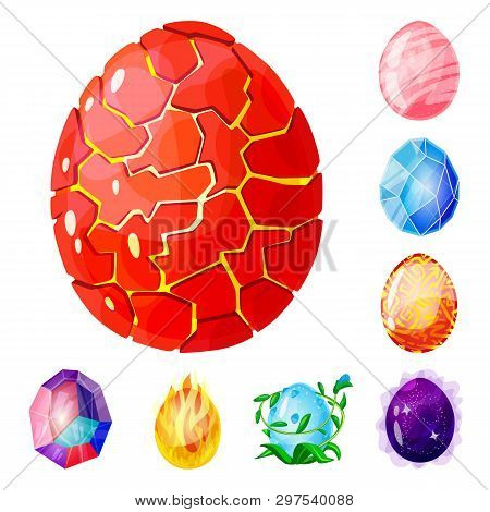 Vector Illustration Of Dinosaur  And Magic  Logo. Collection Of Dinosaur  And Fantasy Stock Symbol F