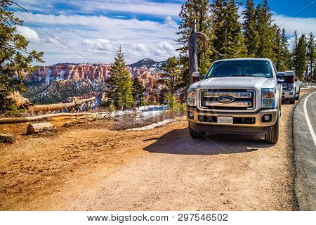 The Famous Off-road Ford Vehicle In Bryce Canyon National Park, Utah