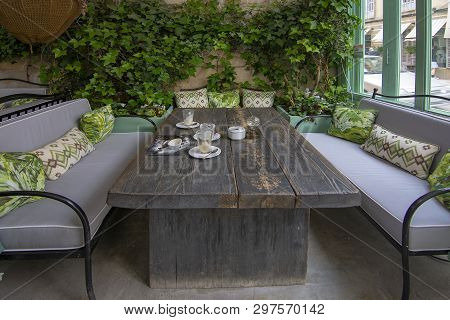 Ses Salines, Mallorca, Spain - April 15, 2019: Cozy Bar And Restaurant Cassai Exterior Street View A