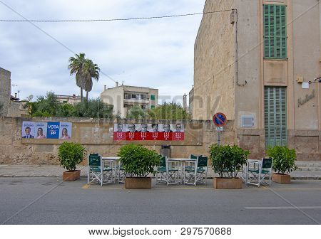 Ses Salines, Mallorca, Spain - April 15, 2019: Cozy Bar And Restaurant Cassai Exterior Street View A