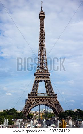 Effel Tower Against Blue Sky, Paris, France, June 23. 2013.