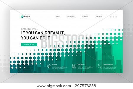 Landing Page Template For Business. Modern Web Page Design Concept Layout For Website. Vector Illust