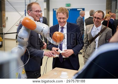 Kiel, Schleswig Holstein/germany - April 24th: Prime Minister Daniel Guenther Visits The University 