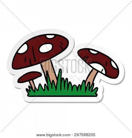 hand drawn sticker cartoon doodle of a toad stool