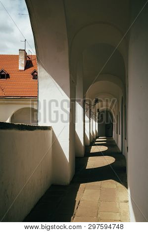 Mukachevo, Ukraine - May, 8 2017: The Palanok Castle Or Mukachevo Castle, The Gallery Or Archway, Ba