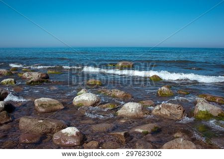 Beautiful View Of The Baltic Sea. Beach And Stones. Königsberg