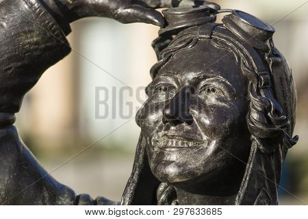 A View Of The Amy Johnson Statue On Hawthorne Avenue Housing Estate, Hull, East Yorkshire - 24th Mar