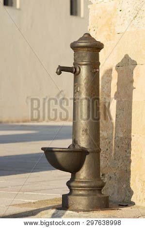 Typical Drinking Fountain In The South Of Italy, The City Of Santa Maria Di Leuca, Salento, Apulia, 
