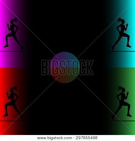 Running Girl Into The Distance On A Colorful Background