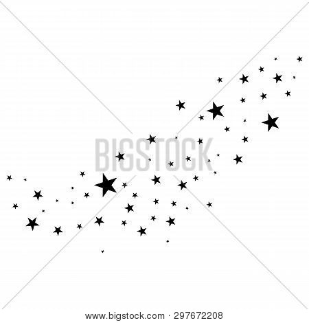 Stars On A White Background. Black Star Shooting With An Elegant Star.meteoroid, Comet, Asteroid, St