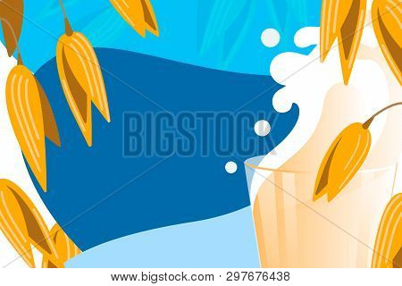 Realistic Oat Bunch, Yellow Sereals For Backery, Flour Production Design. Vector Wheat Ears Spikelet