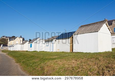 White Beach Sheds At Ris Beach In Douarnenez