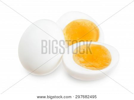 Boiled Egg And Half Isolated On White Background