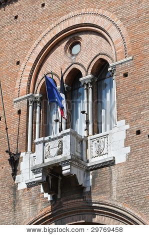Corridoio di città. Ferrara. Emilia-Romagna. Italia.