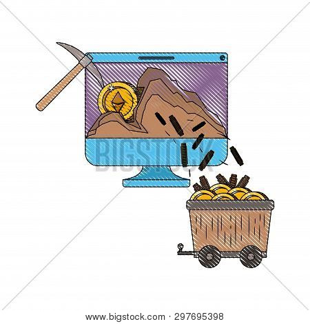 Cryptocurrency Etherum Coins Set Icons Vector Illustration Design