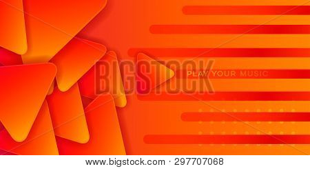 orange music abstract play button background design template vector