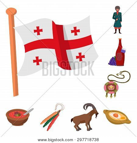 Isolated Object Of Caucasus And Traditions Logo. Collection Of Caucasus And Attributes Stock Symbol 