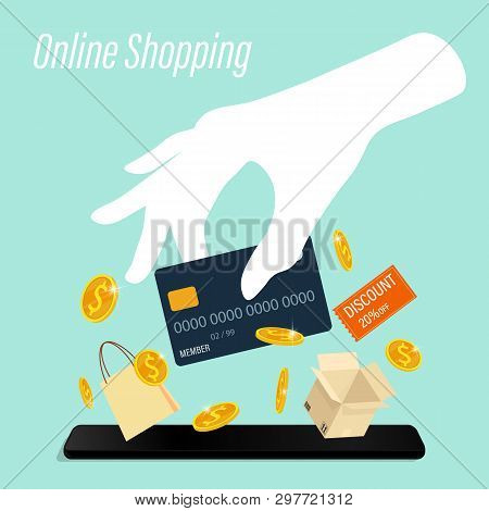 Online Shopping Credit Card Mobile Payment Vector