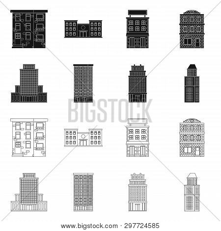 Vector Design Of Municipal And Center Icon. Set Of Municipal And Estate   Stock Vector Illustration.