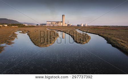 Editorial Port Talbot, Uk - April 21, 2019: Baglan Bay Power Station, A 525mwe Gas-fired Power Stati