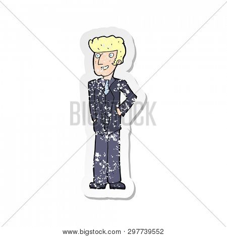 retro distressed sticker of a cartoon upperclass man